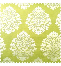 Green cream color traditional damask designs texture finished surface swirls horizontal lines polyester main curtain